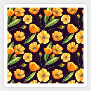 Botanical Floral Seamless pattern - yellow poppies Sticker